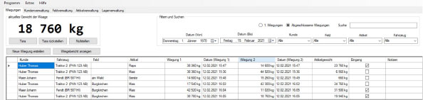 Wiegesoftware von Waagenbau Weinhäupl